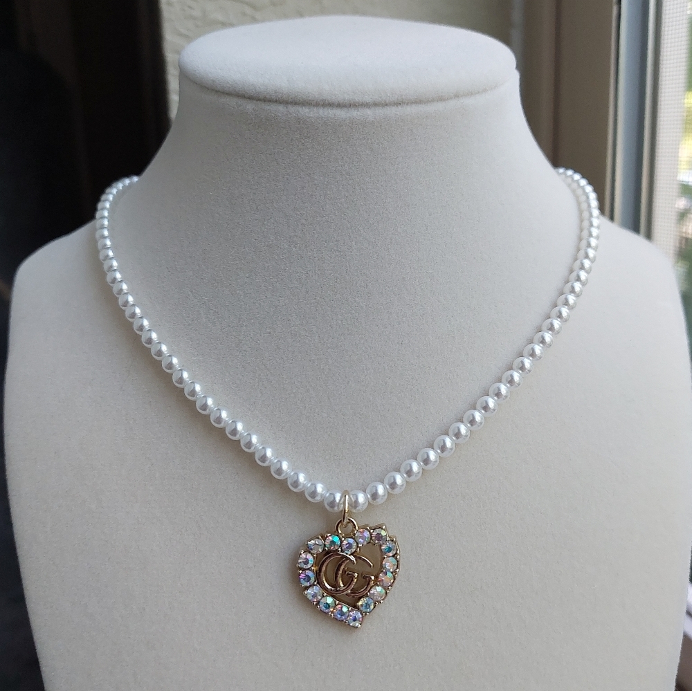 Gucci Charm Repurposed Pendant Pearl Necklace